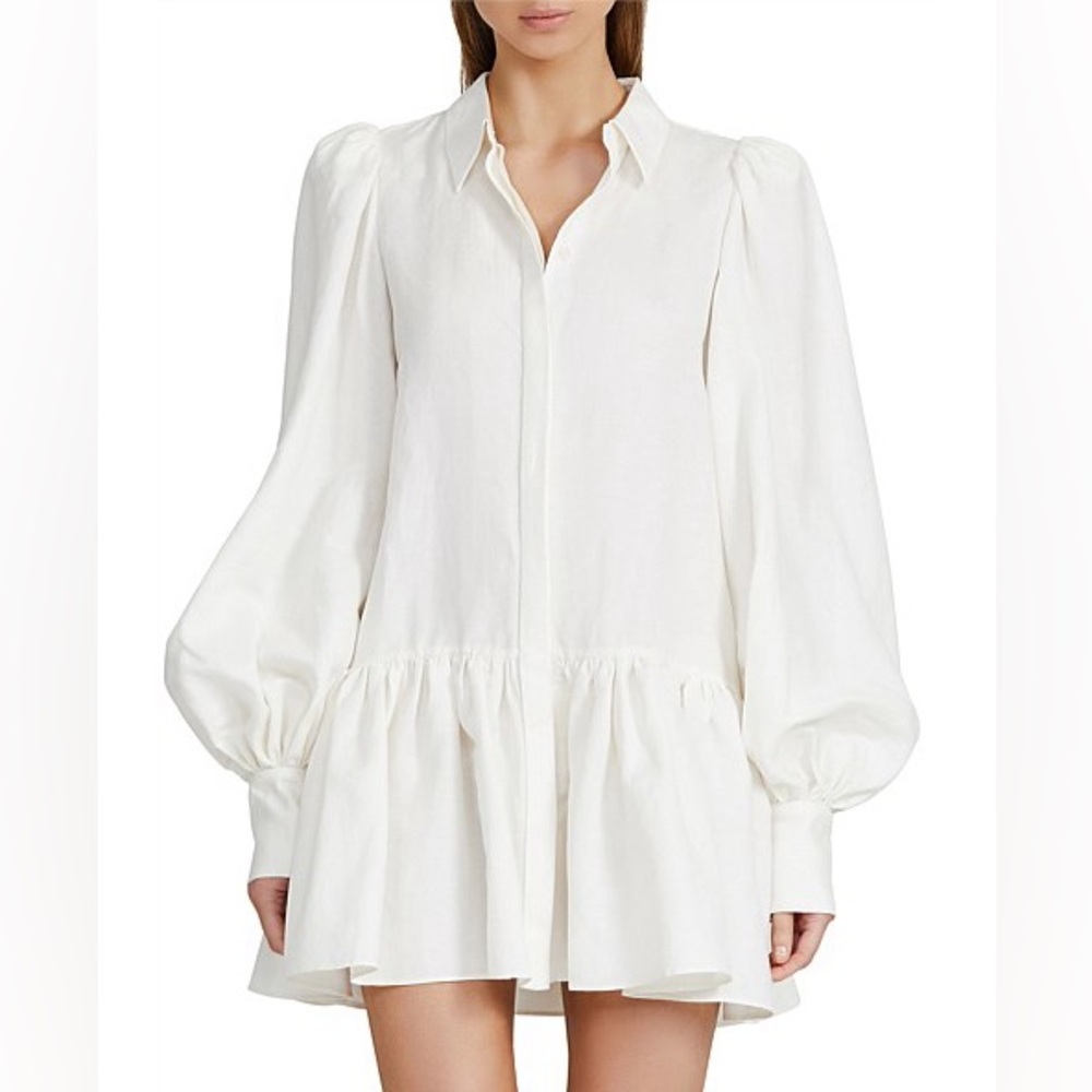 Acler White Mini Dress with Puff Sleeves